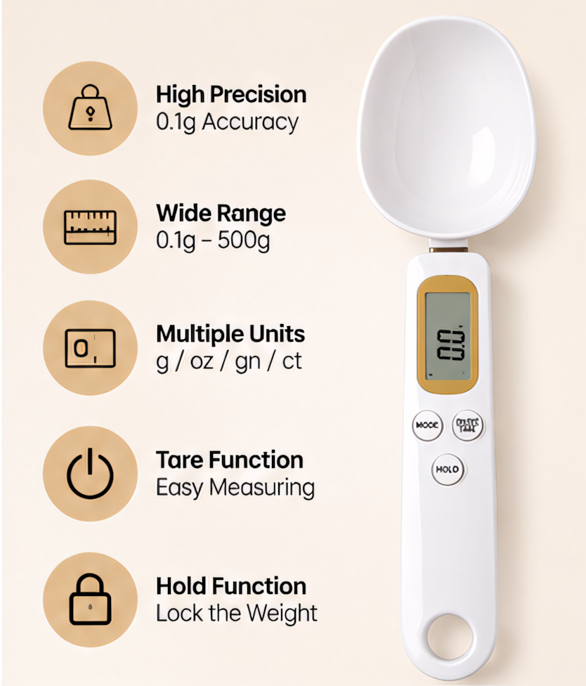 Kitchen Food Digital Spoon Scale, Scale 1.1lb/500g(0.1g)
